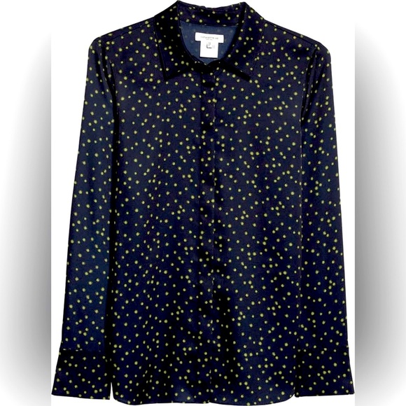 Lafayette 148 New York Tops - LAFAYETTE 148 - Scottie Painterly Dots Charmeuse Blouse - NWT